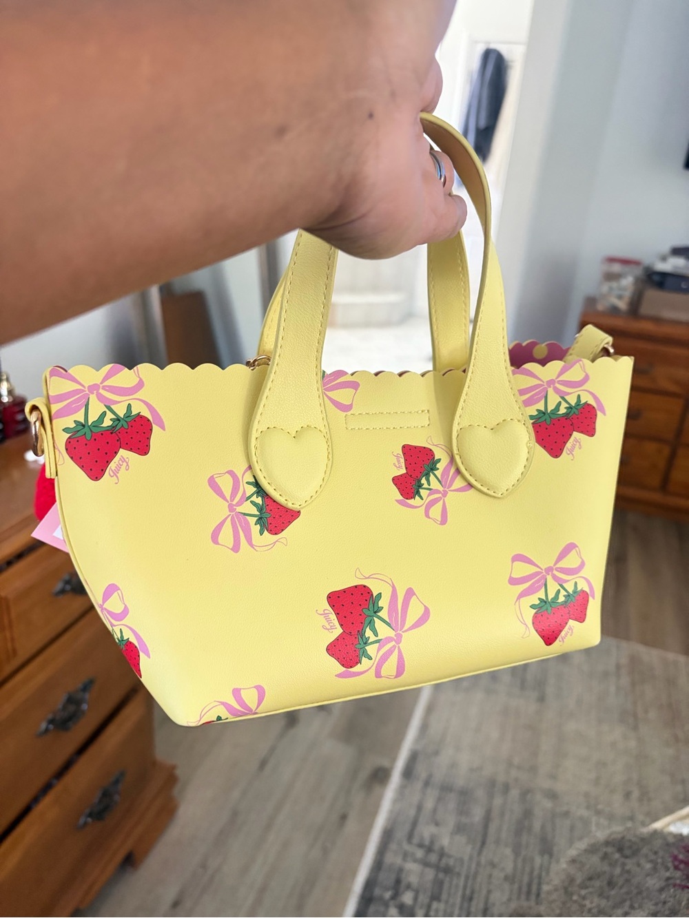 Juicy Couture Yellow Strawberry Print Tote Bag